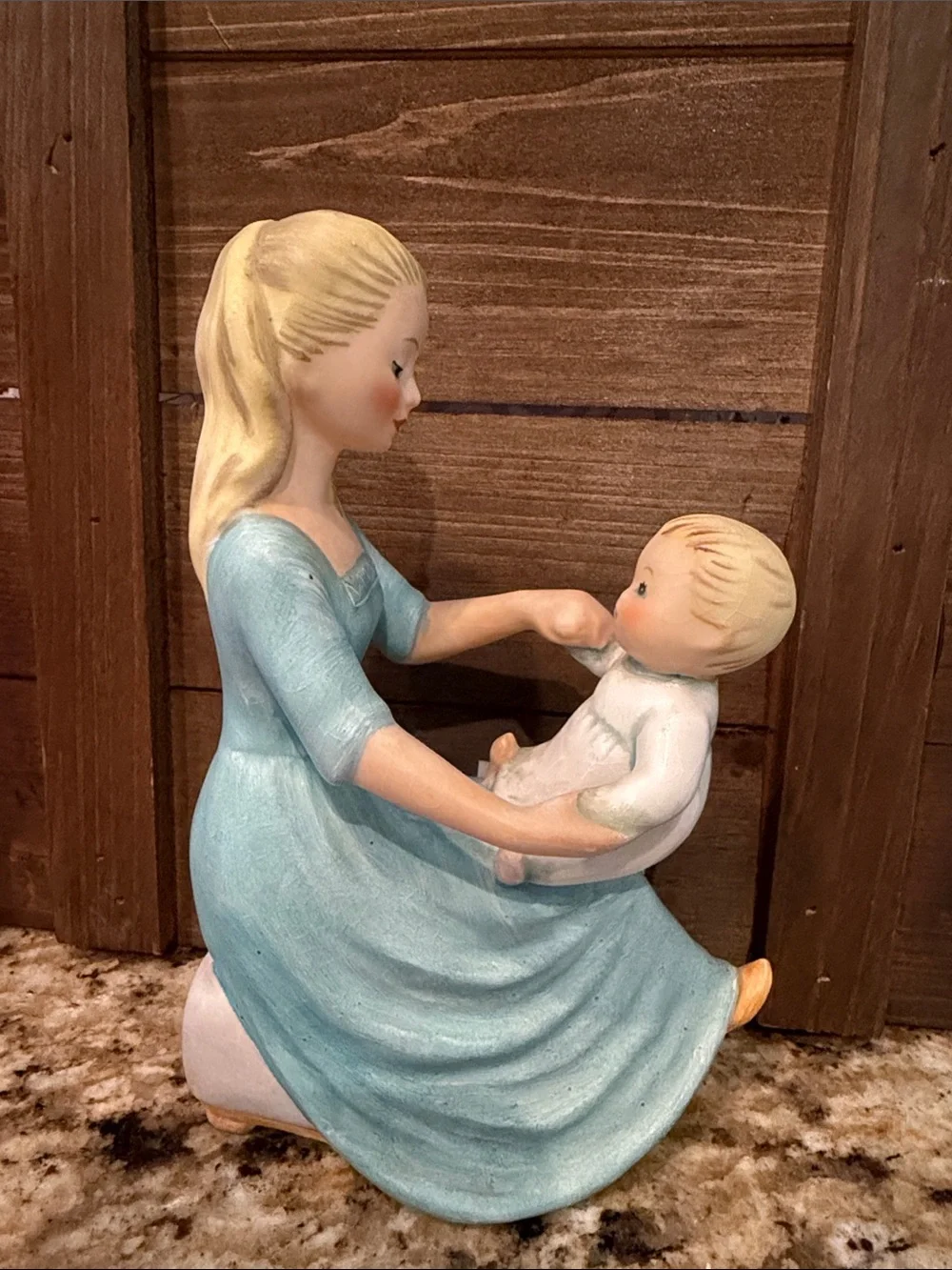 Goebel Blue and Cream Mother & Child Figurine